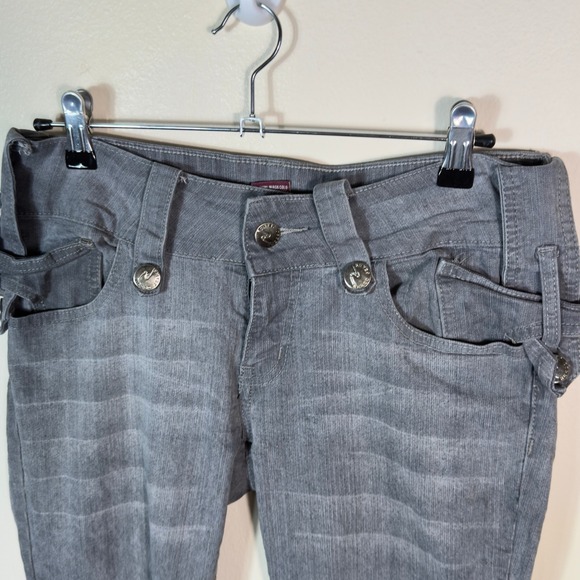 MEESO Premium Pants Gray Wash Buckle Accent Low Rise Women's Size‎ 9 - Picture 3 of 11